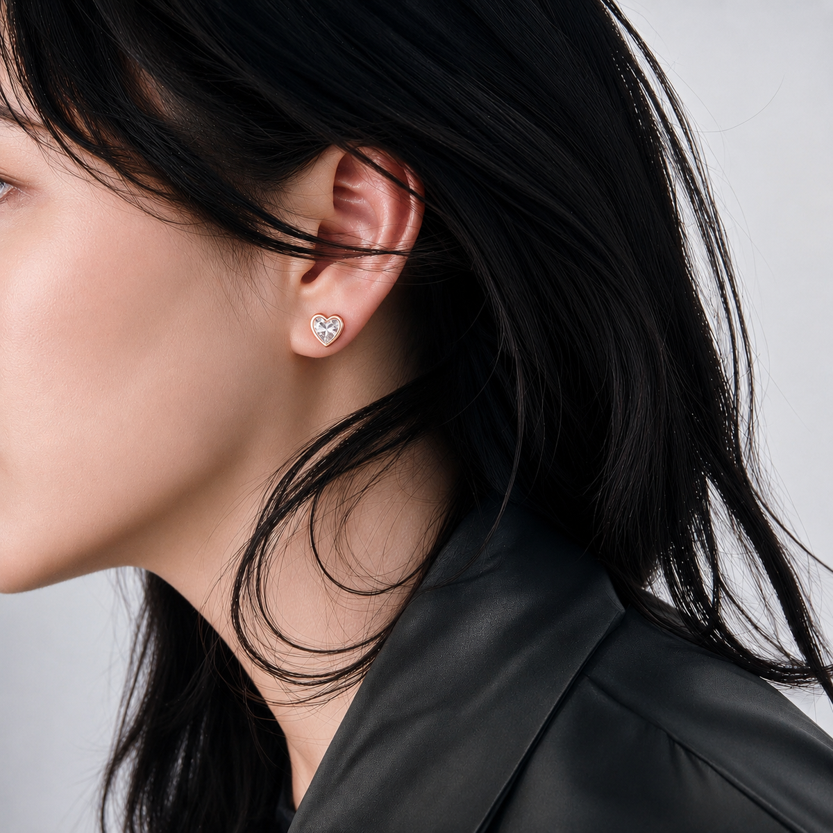 Amara Bezel Heart Studs