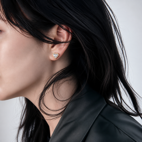 Amara Bezel Heart Studs