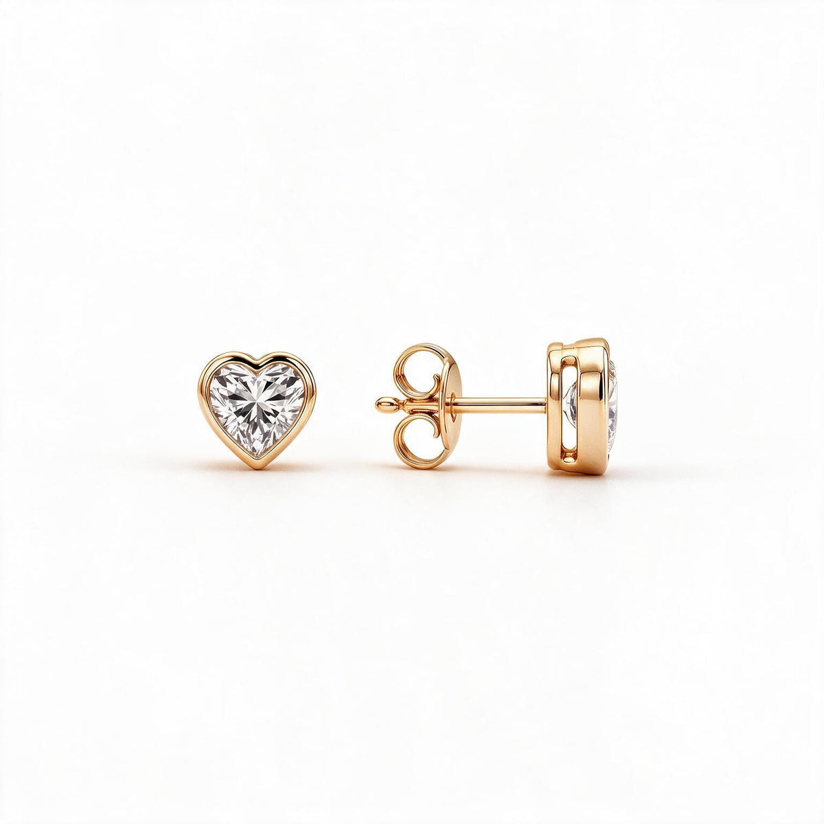 Amara Bezel Heart Studs