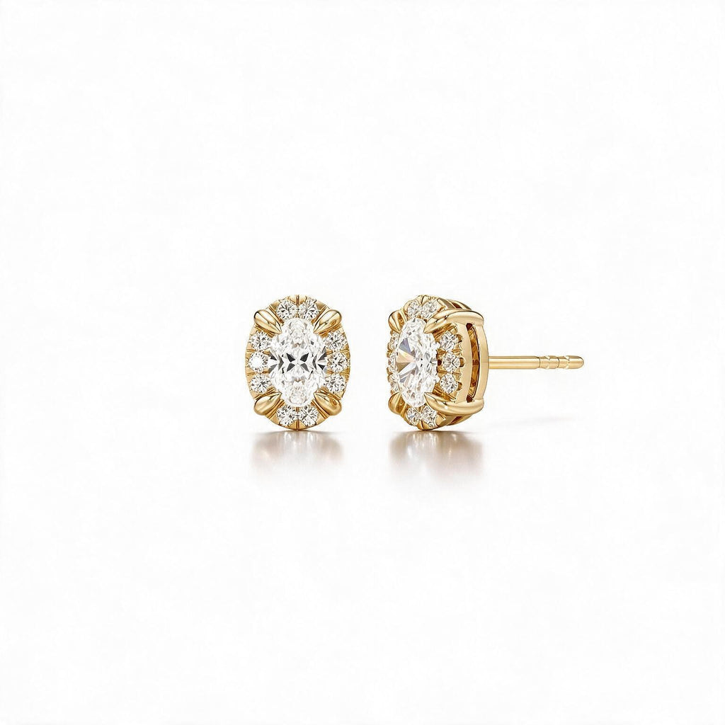 Solara Oval Halo Studs