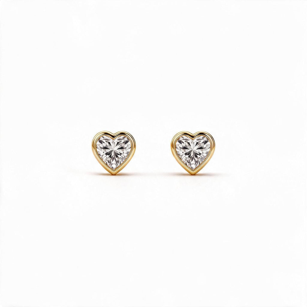 Amara Bezel Heart Studs