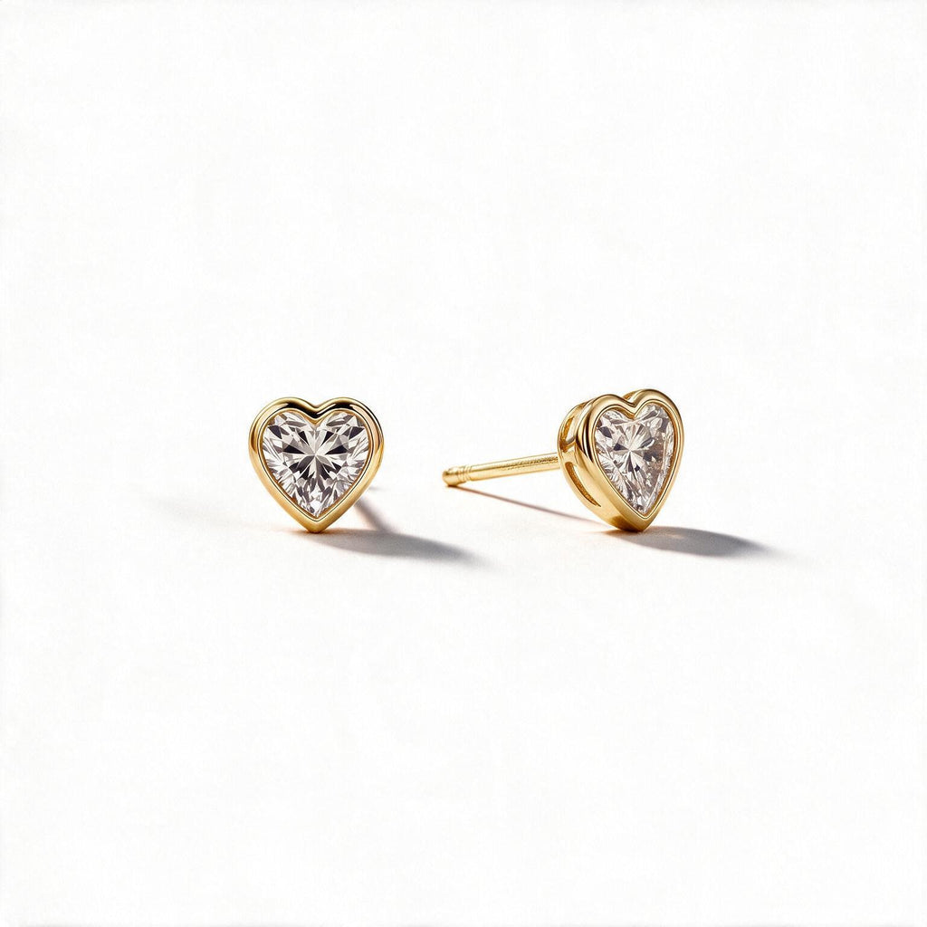 Amara Bezel Heart Studs