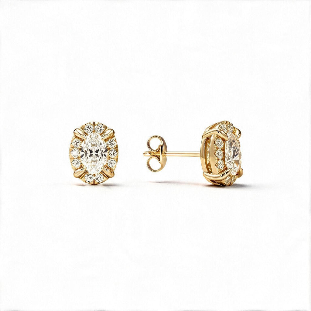 Solara Oval Halo Studs
