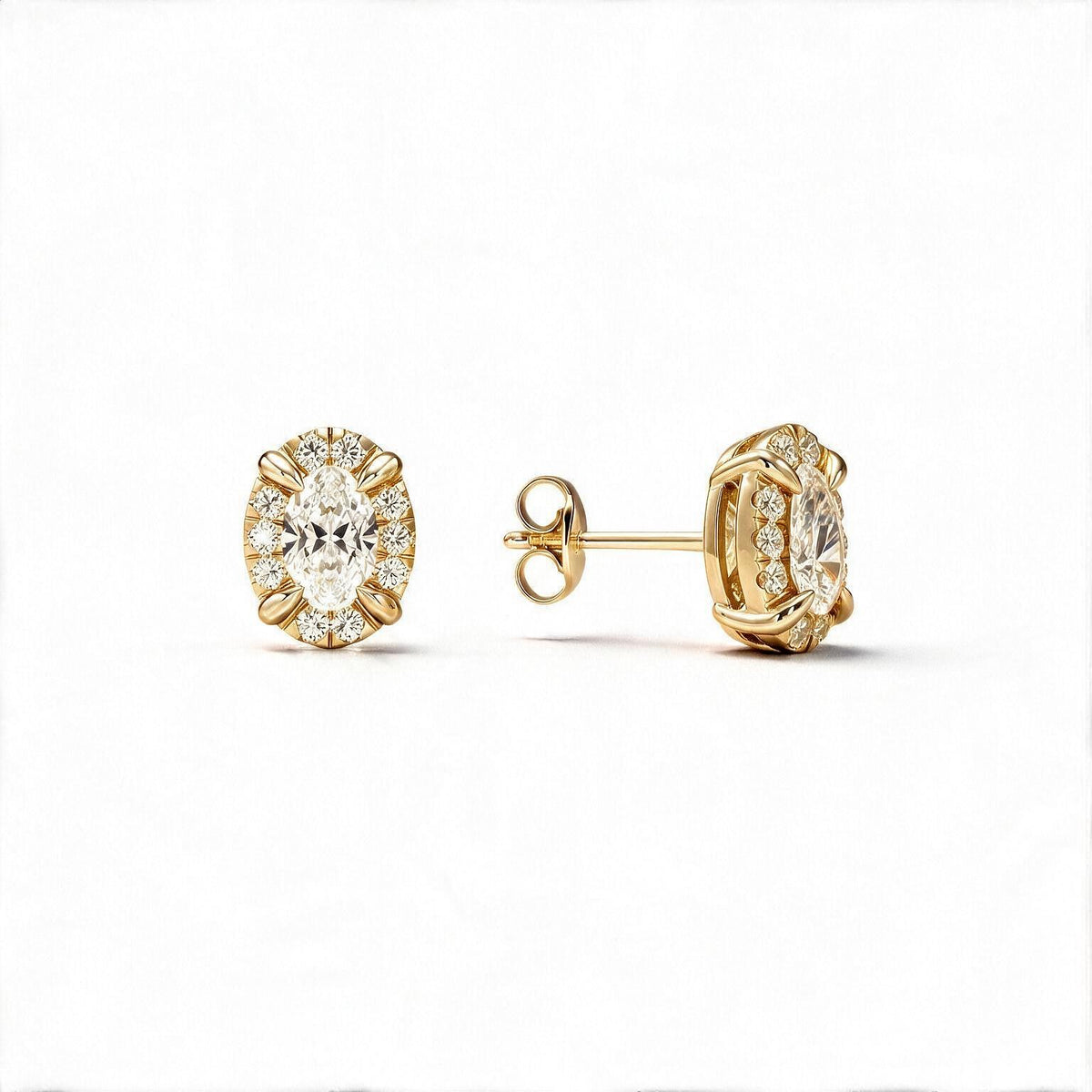 Solara Oval Halo Studs