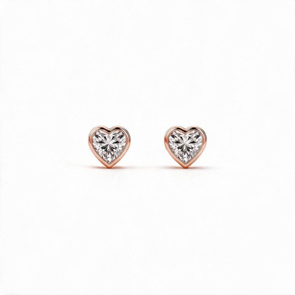 Amara Bezel Heart Studs
