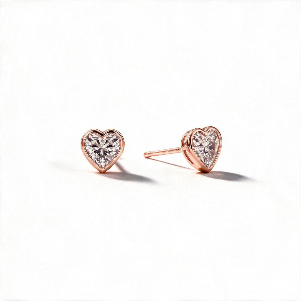 Amara Bezel Heart Studs