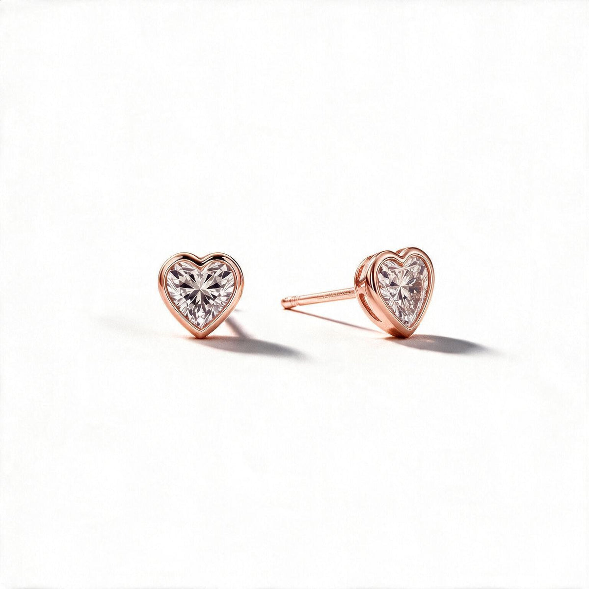 Amara Bezel Heart Studs