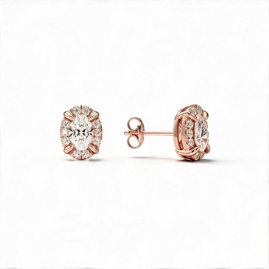 Solara Oval Halo Studs
