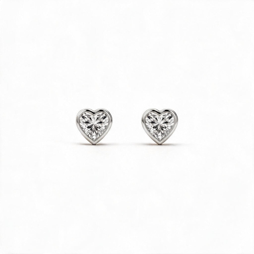 Amara Bezel Heart Studs