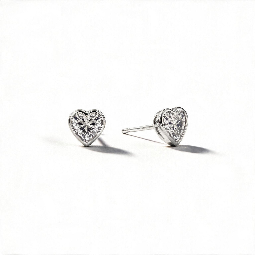 Amara Bezel Heart Studs