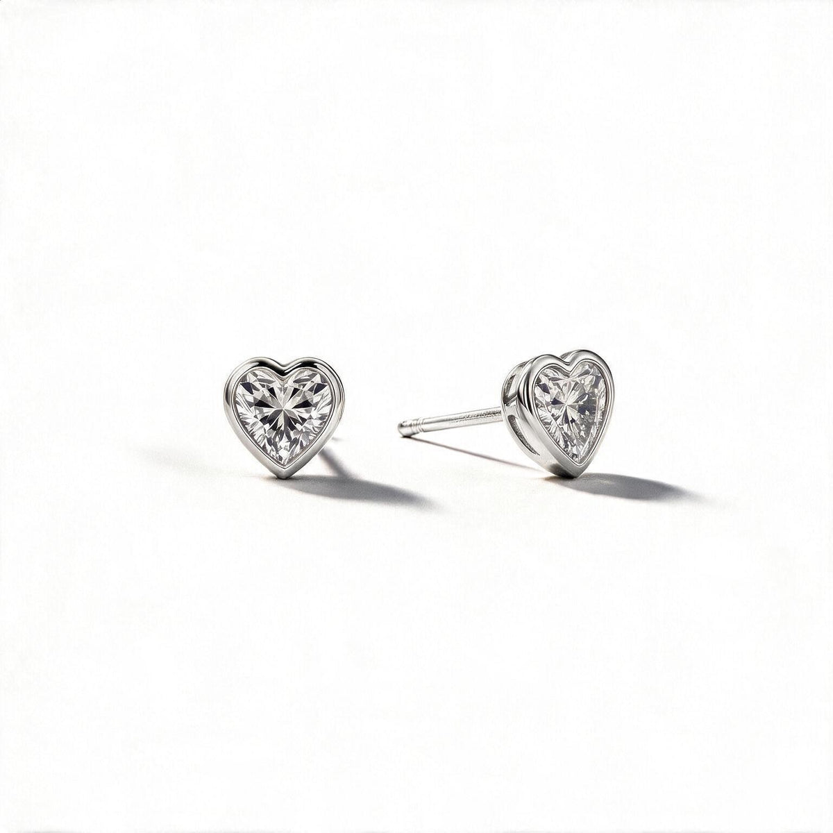 Amara Bezel Heart Studs