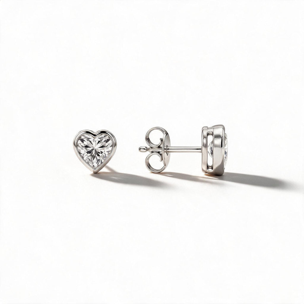 Amara Bezel Heart Studs