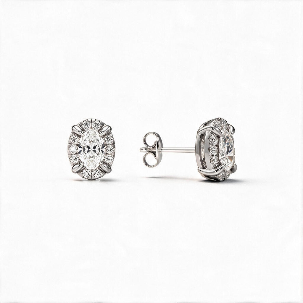 Solara Oval Halo Studs