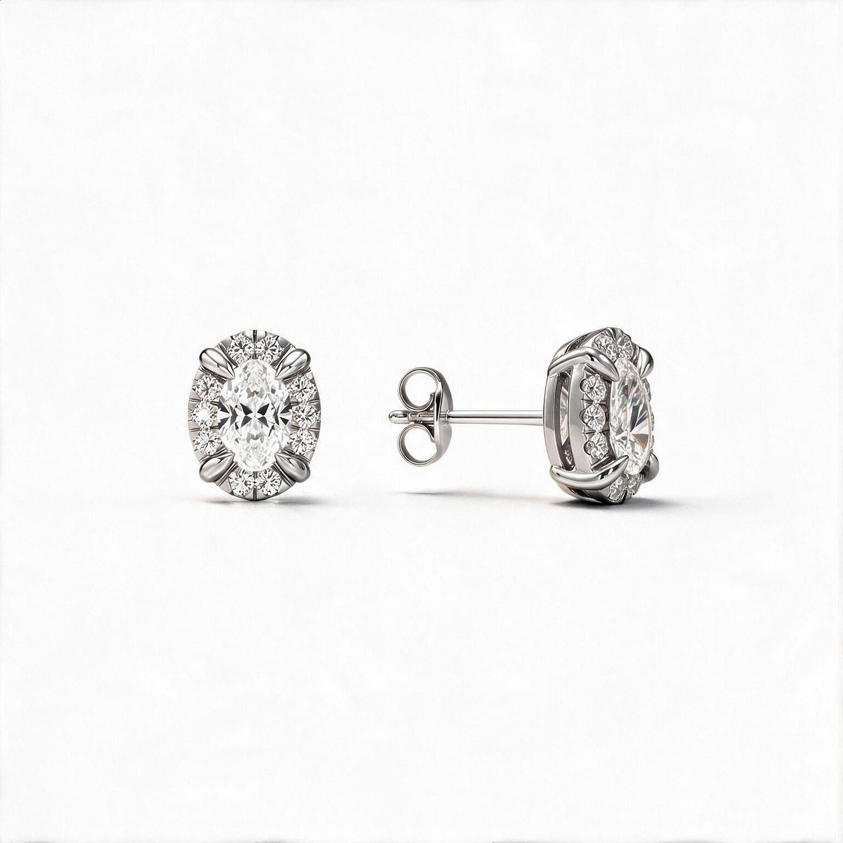 Solara Oval Halo Studs