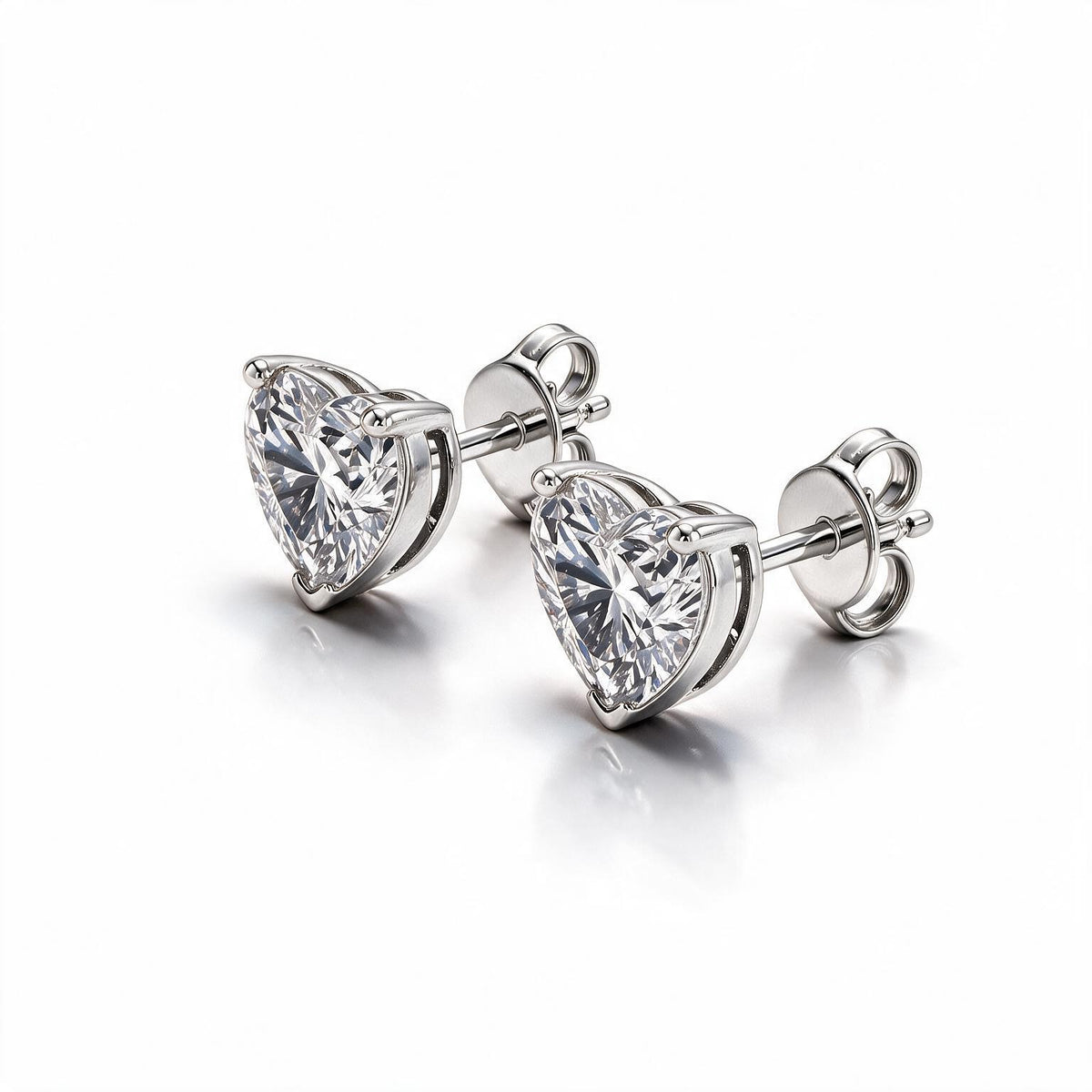 Amour Heart Solitaire Studs With Heart Cut