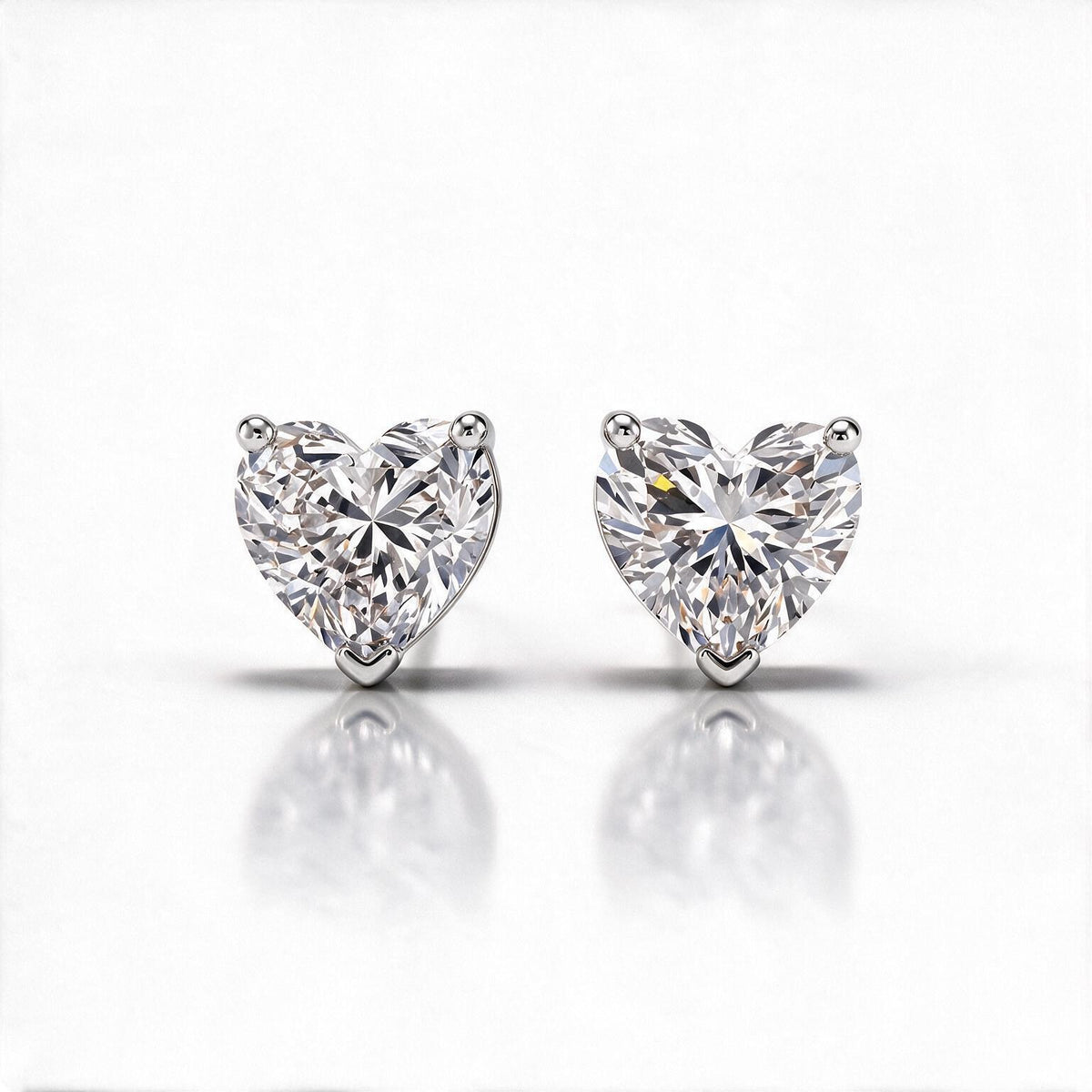 Amour Heart Solitaire Studs With Heart Cut