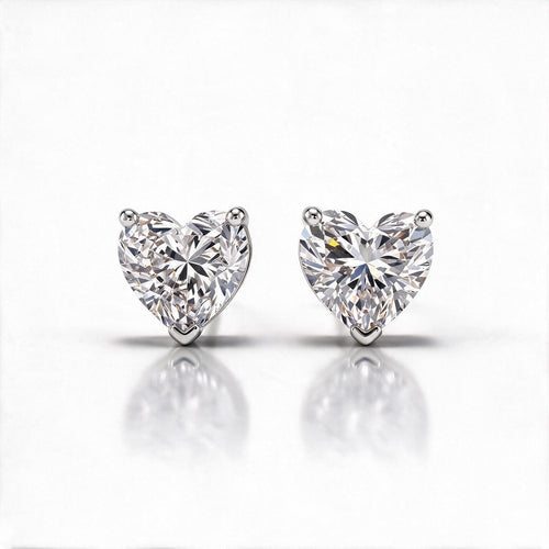 Amour Heart Solitaire Studs With Heart Cut