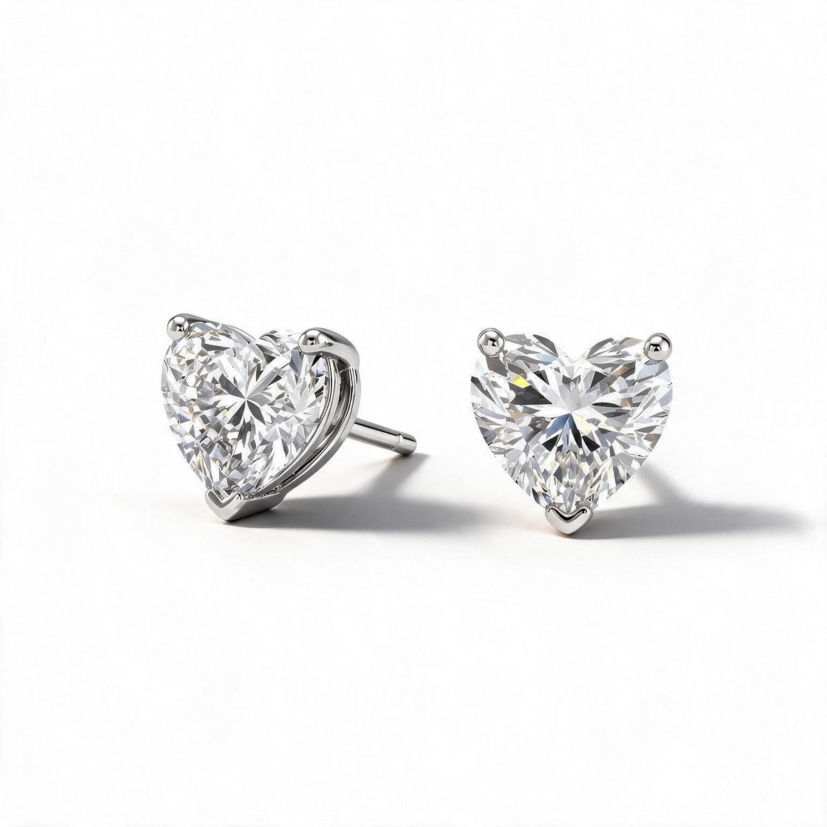 Amour Heart Solitaire Studs With Heart Cut