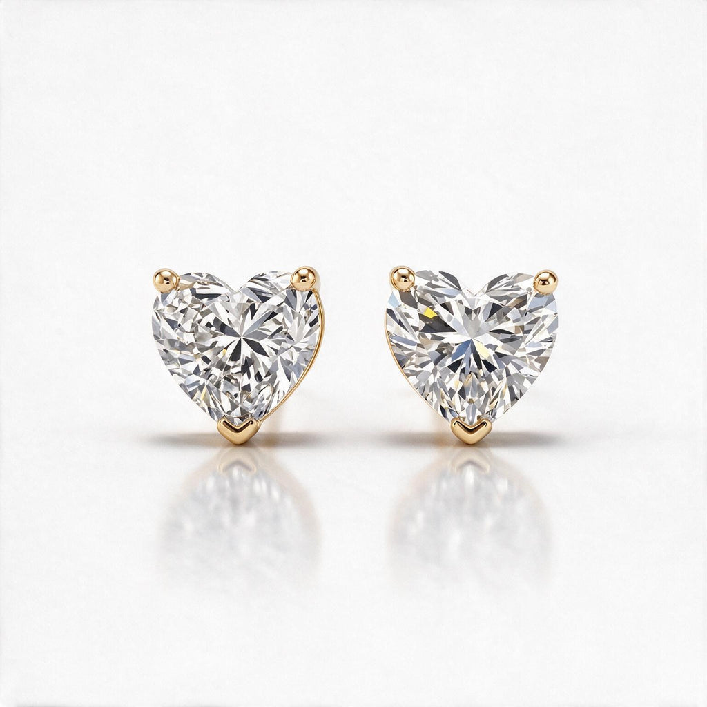 Amour Heart Solitaire Studs With Heart Cut