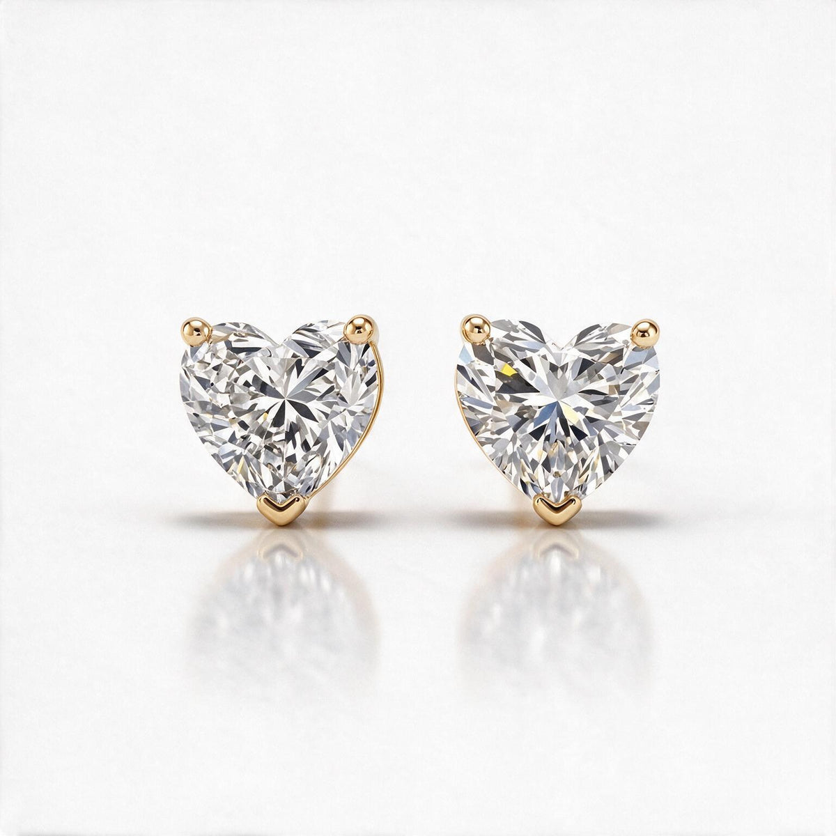 Amour Heart Solitaire Studs With Heart Cut