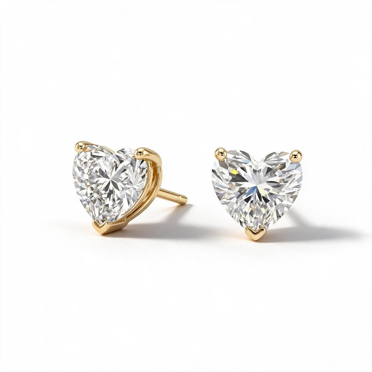 Amour Heart Solitaire Studs With Heart Cut