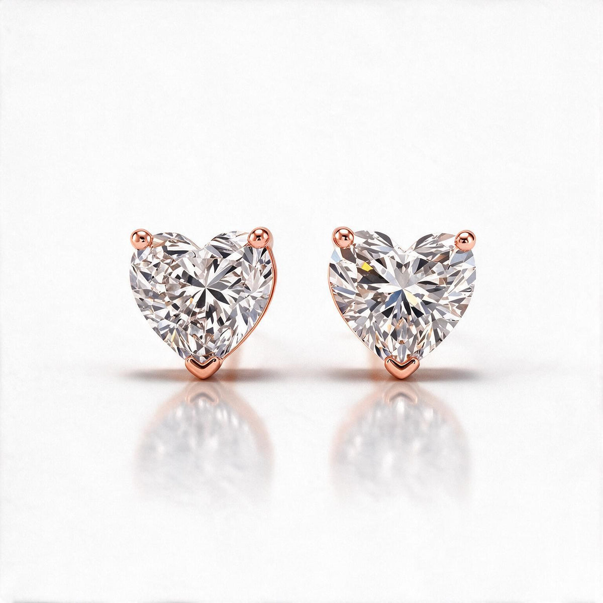 Amour Heart Solitaire Studs With Heart Cut